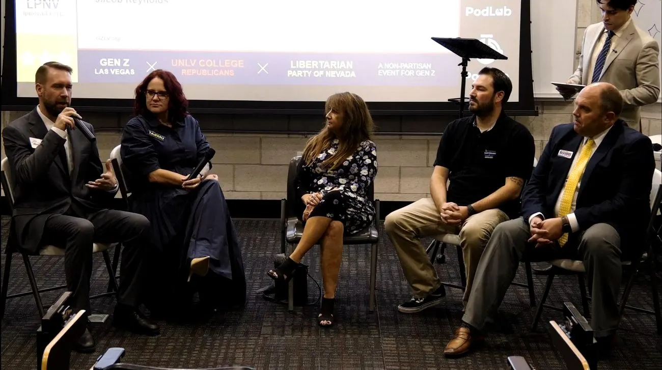 The District Court panel at Across the Aisle Vol. 5, UNLV, a second frame from the livestream